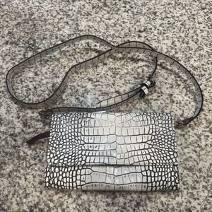Freebird White Crocodile Lola Crossbody Bag